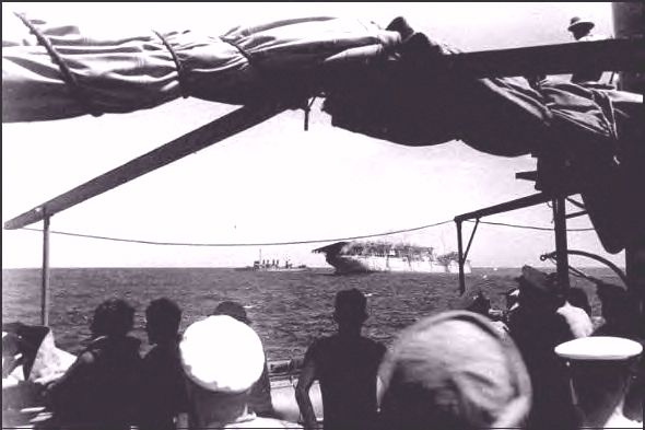 USS Langley (CV 1) during abandonment south of Java 27 Feb 1942